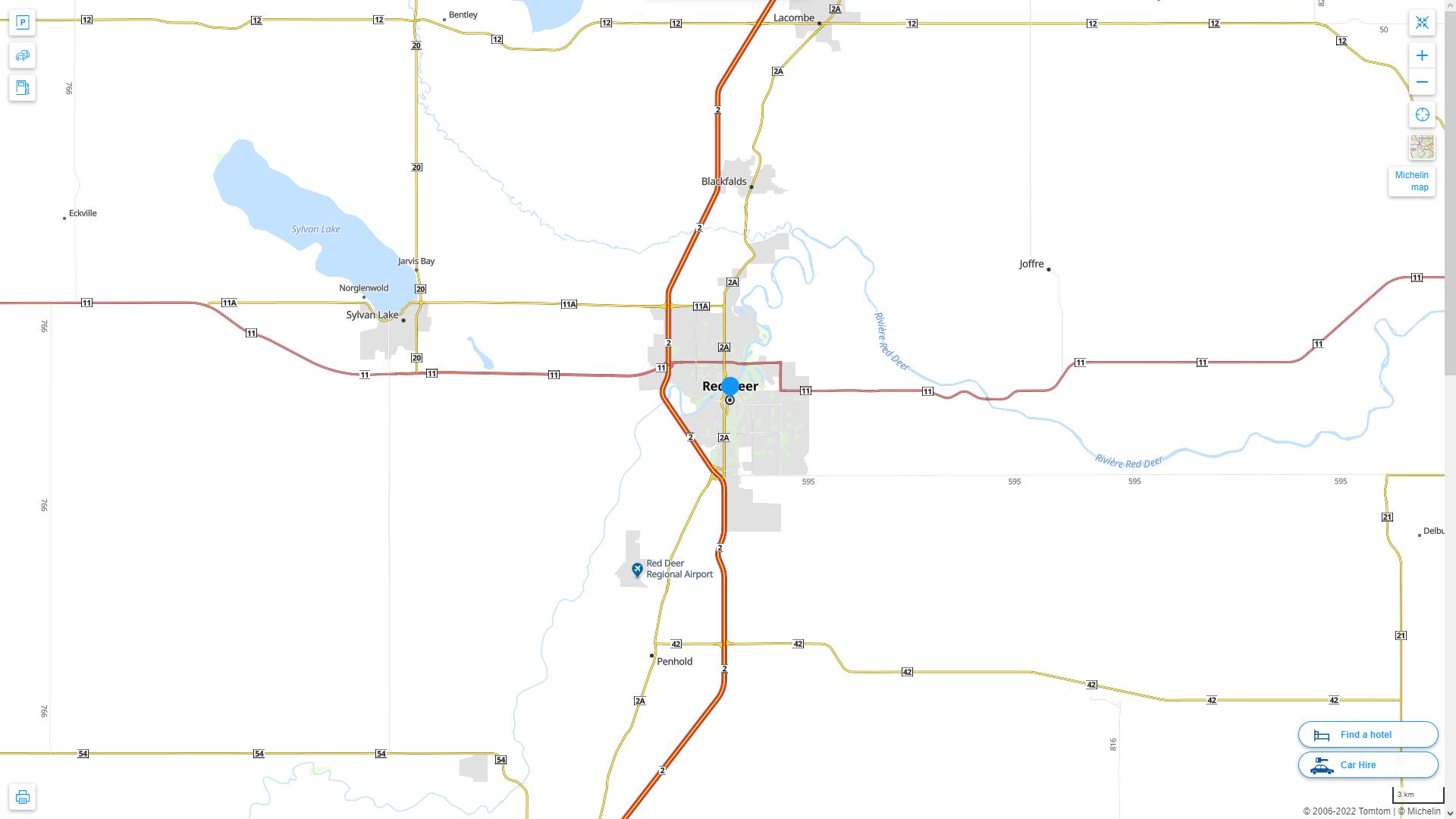 Red Deer Highway and Road Map